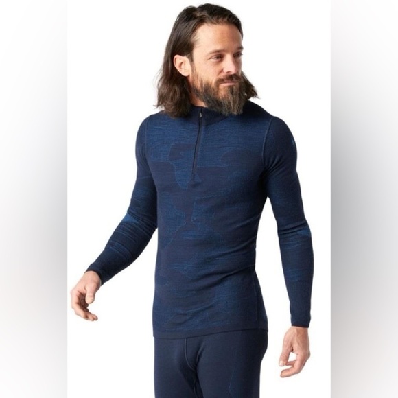 Men’s Smartwool Shade Of Blue Merino 200 Pattern 1/4 Zip Top Size Small - Picture 1 of 4